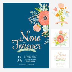 Wedding romantic floral Save the Date invitations cards N4