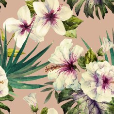 Watercolor hibiscus patterns N5