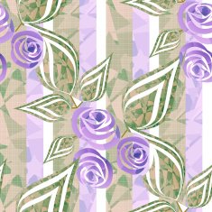 Flowers seamless pattern on striped
