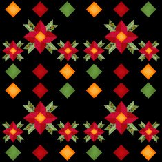 Cartoon cute red flowers seamless pattern with geometric element