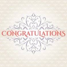 Vintage card with floral ornament design Congratulations