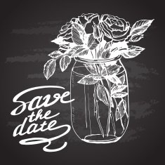 Card Save the date on a blackboard
