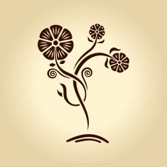 vector vintage flower Silhouette plants on old paper
