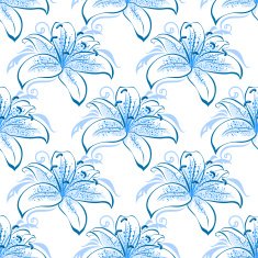 Light blue lily floral seamless pattern
