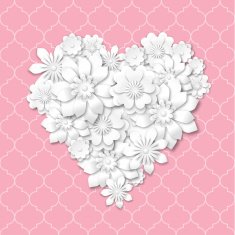 heart shape composed from white flowers N3