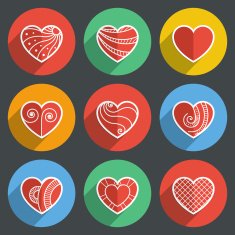Set of Flat Heart Icons N3