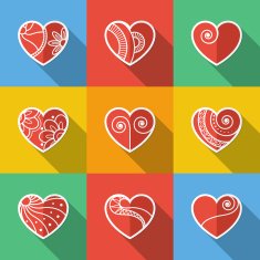 Set of Flat Heart Icons N9