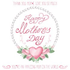 Watercolor pink roses pearls wreath Mothers day card