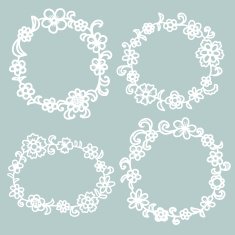 Hand drawn floral round frame N15