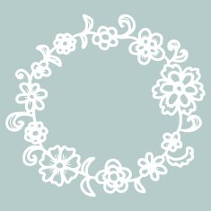Hand drawn floral round frame N16