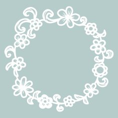 Hand drawn floral round frame N17