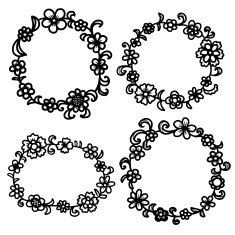 Hand drawn floral round frame N20