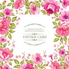 Flower label on the vintage card