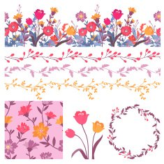 Vector set with floral elements