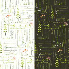 Meadow with Grass and Flowers Seamless Background