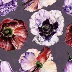 Seamless pattern with flowers Watercolor illustration N30