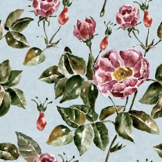 Seamless pattern with flowers Watercolor illustration N33