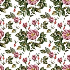 Seamless pattern with flowers Watercolor illustration N34