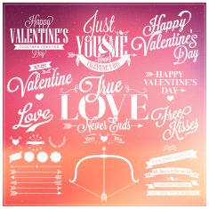 Valentine's day true love free kisses with hand lettering
