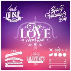 Set of valentine's day and love greetings in hand lettering