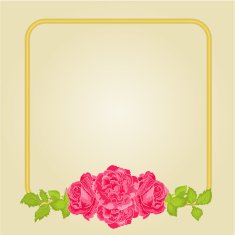 Golden frame with pink roses vector