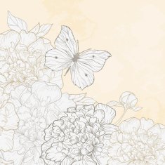 Illustration with peony and butterfly