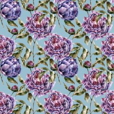 Seamless pattern with flowers Watercolor illustration N36