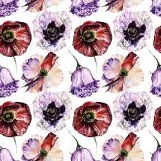 Seamless pattern with flowers Watercolor illustration N38