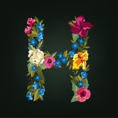 H letter Flower capital alphabet Colorful font Uppercase N2