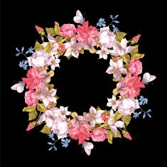 Invitation Card with Floral Wreath N4