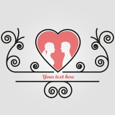 Wedding card with heart and floral style N2