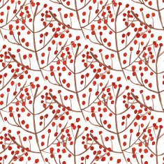Watercolor seamless pattern with red berry branches