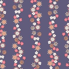 light background with romantic floral seamless vertical lines vector pattern