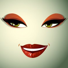 Face makeup lips and eyes of an attractive happy woman N3