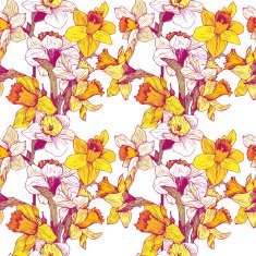 vector seamless floral pattern with narcissuses N4
