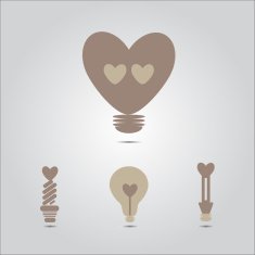 Heart shape in a light bulb