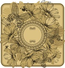 Vintage frame with wild flowers and butterflies Vector illustration