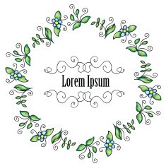 Floral card with cute cartoon flowers in vector