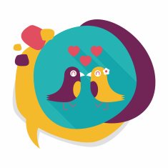 Valentine's Day lover bird flat icon with long shadow eps10 N128