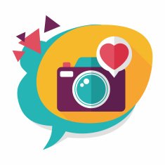 Valentine's Day photo camera flat icon with long shadow eps10 N20