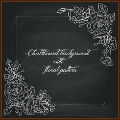 Floral chalk drawing on blackboard N2