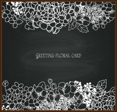 Floral chalk drawing on blackboard N3
