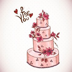 Vintage floral card with Wedding Cake N2