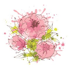 Abstract flowers illustration -- peonies