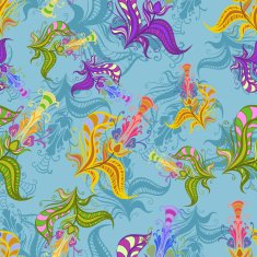 Vintage pattern of colored spring flowers N2