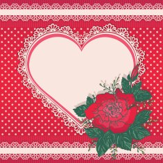 Greeting card with red rose flower