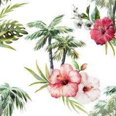 Flamingo with palms and flowers N7