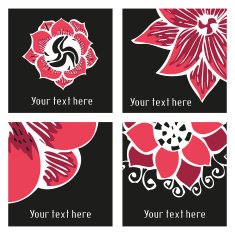 Set of posters with hand drawn tattoo floral elements