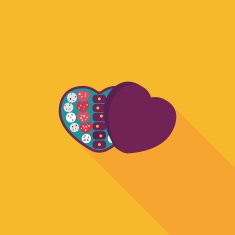 Valentine's Day chocolate flat icon with long shadow eps10 N52