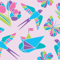 Spring mosaic seamless pattern
